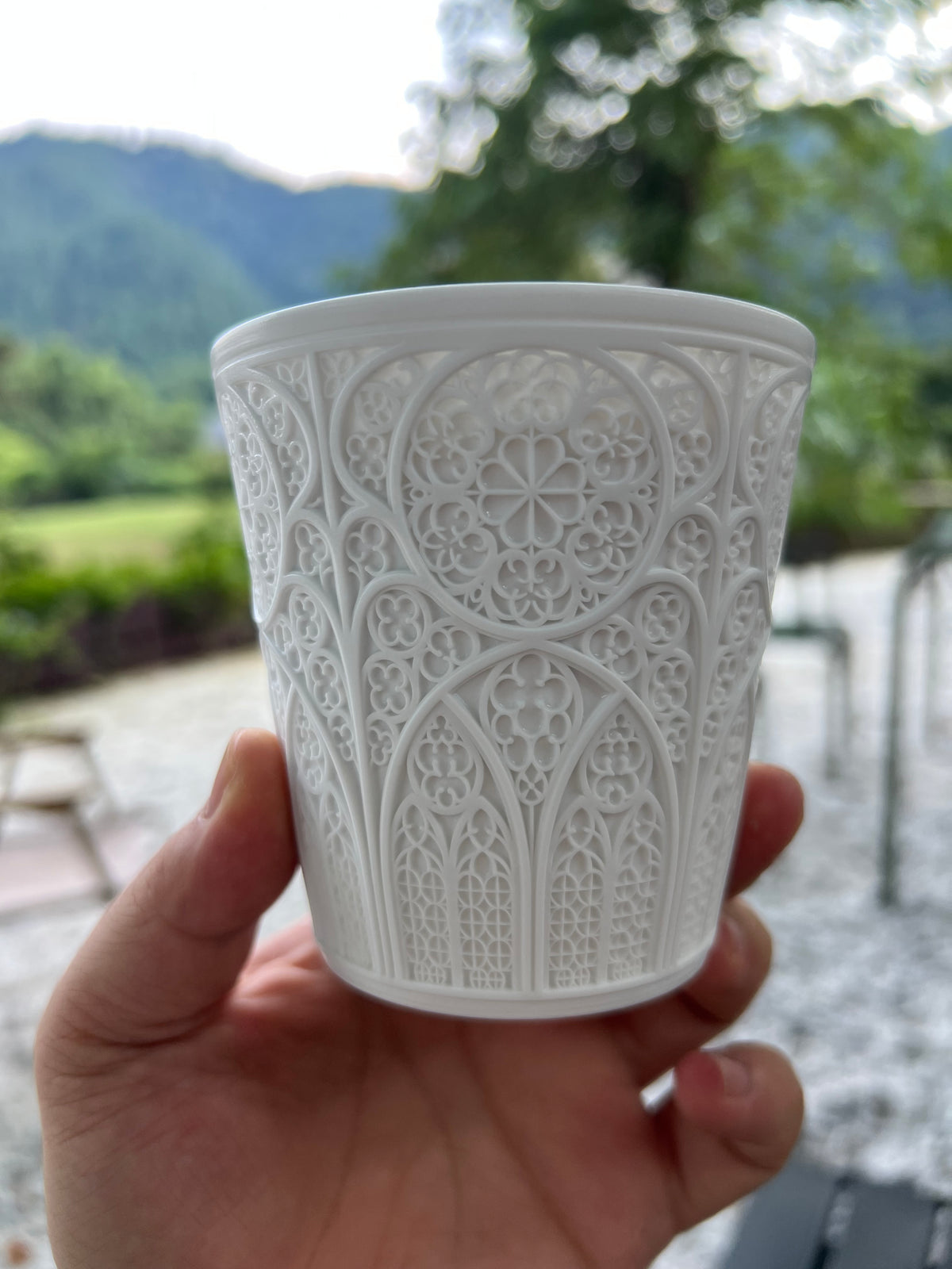 Cathedral Lace Translucent Porcelain Cup
