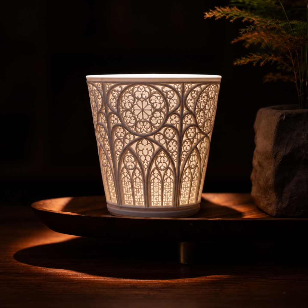 Cathedral Lace Translucent Porcelain Cup